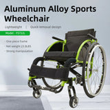 Premium Lightweight Foldable Sport Wheelchair All Body Sturdy & Comfortable 250Lbs Capacity Easy Folding 24" Sports Tires Perfect For Outdoor - Black / Green