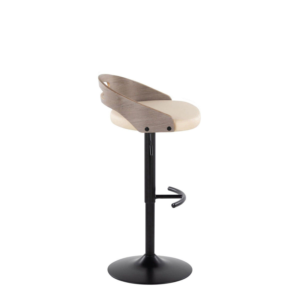 Cassis - Adjustable Swivel Barstool (Set of 2) - Black Metal Frame And Light Gray Wood