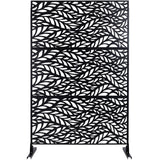 Outdoor & Indoor Privacy Screen Metal Privacy Screen, Freestanding Decorative Privacy Screen For Deck Balcony Patio - Black