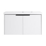 Contemporary Wall Mounted Bathroom Vanity With Resin Double Sink