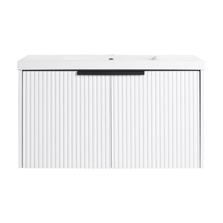 Contemporary Wall Mounted Bathroom Vanity With Resin Double Sink