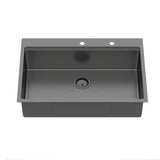 Drop In Workstation Sink Topmount Single Bowl With Pull Out Faucet And Soap Dispenser - Gunmetal Black