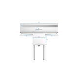 45 in. One compartment Stainless Steel Commercial Sink with Drainboards and Faucet, Bowl Size 15"x 15"x 12" (SA151512-15B3FA)