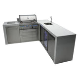 Mont Alpi Deluxe Series 10.5 Ft L-Shaped Propane Outdoor Kitchen Island w/ Side Burner & Beverage Center- MAi400-D90BEV