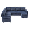 Convertible U-Shaped Sectional Sofa Bed With USB Ports And Storage