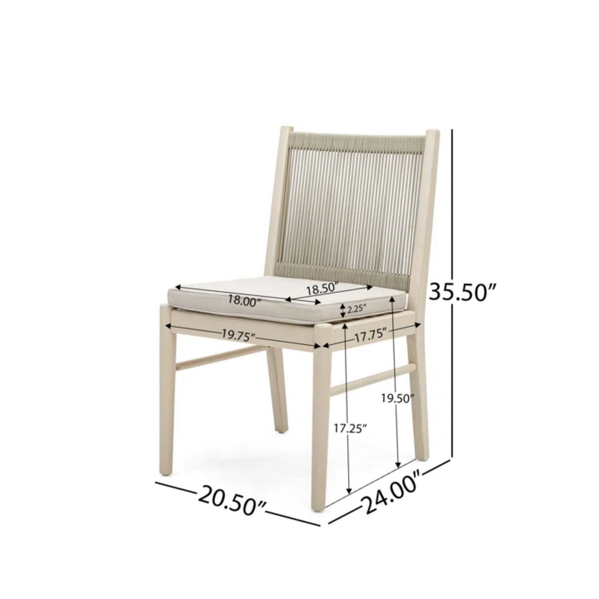 Cordoba - Dining Chair (Set of 2) Comfortable Armless Chairs - Beige