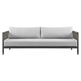 Felicia - 4 Piece Outdoor Aluminum & Rope Conversation Set With Fabric Cushions - Light Gray / Black