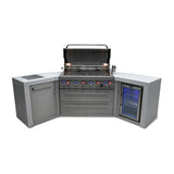 Mont Alpi Deluxe Series 9.5 Ft U-Shaped Natural Gas Outdoor Kitchen Island w/ Side Burner & Fridge - MAi805-D45FC