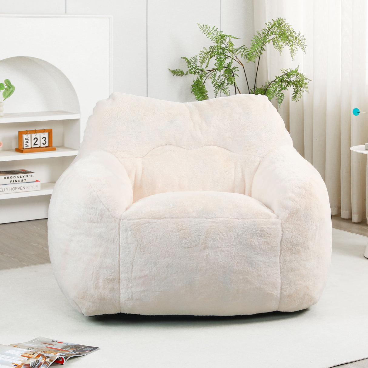 Beanbag Sofa Chair With Armrests Stuffed High Density Foam