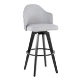 Ahoy - Upholstered Fixed-Height Barstool (Set of 2) - Black Base, Black Footrest