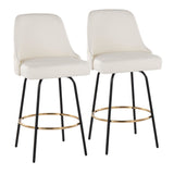 Studded - Marcel Fixed-Height Barstool (Set of 2) - Black Metal