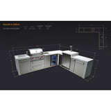 Mont Alpi Deluxe Series 11.5 Ft L-Shaped Propane Outdoor Kitchen Island w/ Side Burner, Beverage Center & Kegerator - MAi400-D90KEGBEV