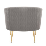 Tania - Pleated Waves Contemporary/Glam Accent Chair - Gold Steel And Silver Velvet