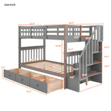 Stairway Bunk Bed With Storage And Guard Rail For Bedroom