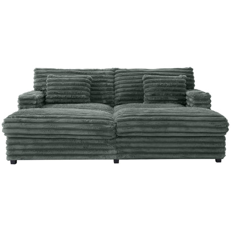 Oversized Double Chaise Lounge Sofa With USB Ports And Cup Holders