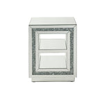 Noralie - 24"H End Table With 2 Tier Shelf - Mirrored & Faux Diamonds