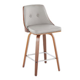 Gianna - Fixed-Height Swivel Counter Stool (Set of 2) - Walnut Frame And Square Footrest
