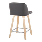 Toriano - Contemporary Fixed Height Counter Stool With Swivel With Square Footrest (Set of 2)