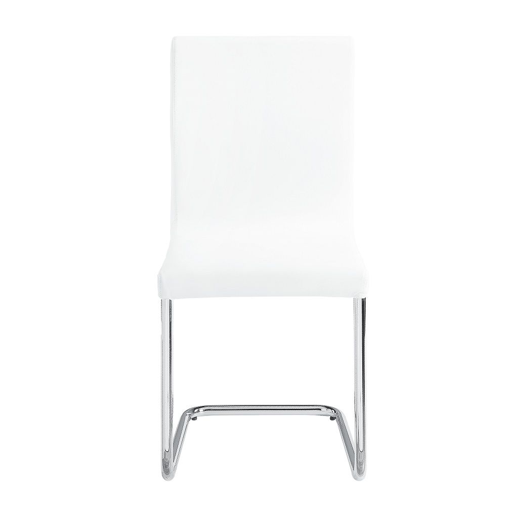 Palton - Side Chair Set of 2) - White Synthetic Leather & Chrome