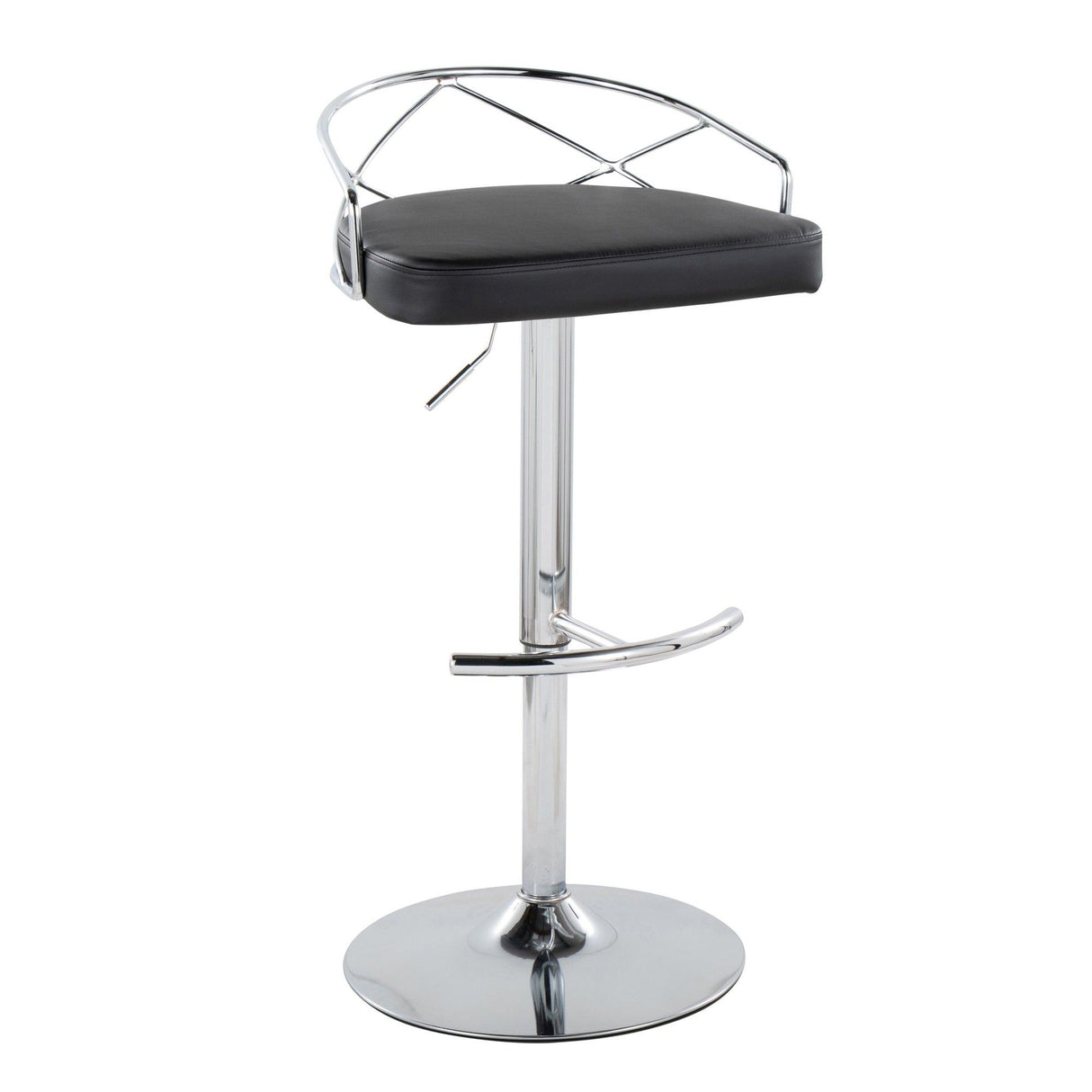 Charlotte - Glam Adjustable Swivel Barstool (Set of 2) - Chrome Frame