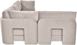 Hammond - Velvet Performance Fabric Upholstered 4 Piece Armless Sectional