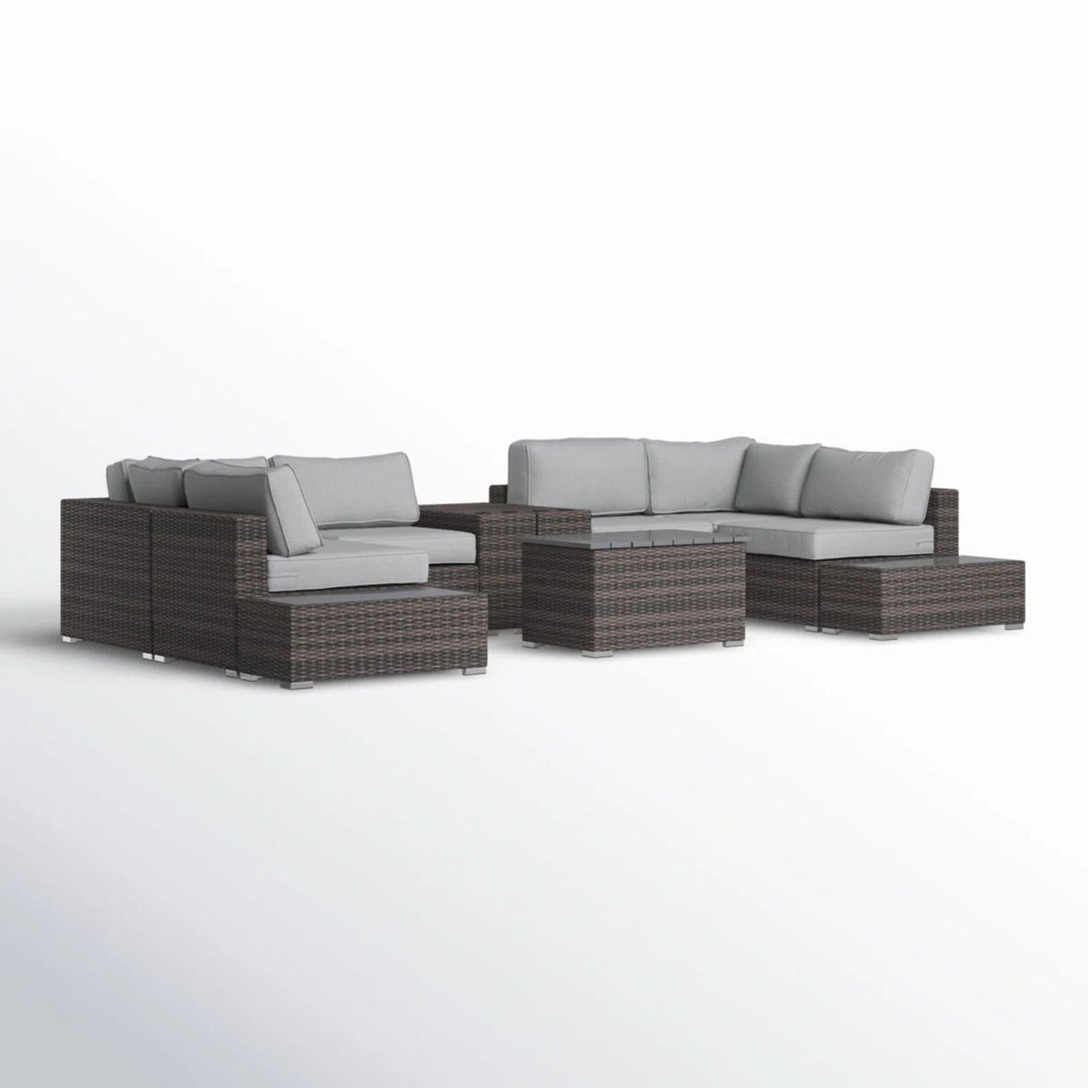 Wicker Sectional Seating Group With Plush Cushions