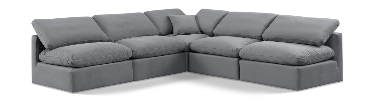 Indulge - Velvet 5 Piece Modular Corner Armless Sectional