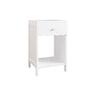 Nightstand With Drawer And Open Shelf, Scalloped Edge Bedside Table