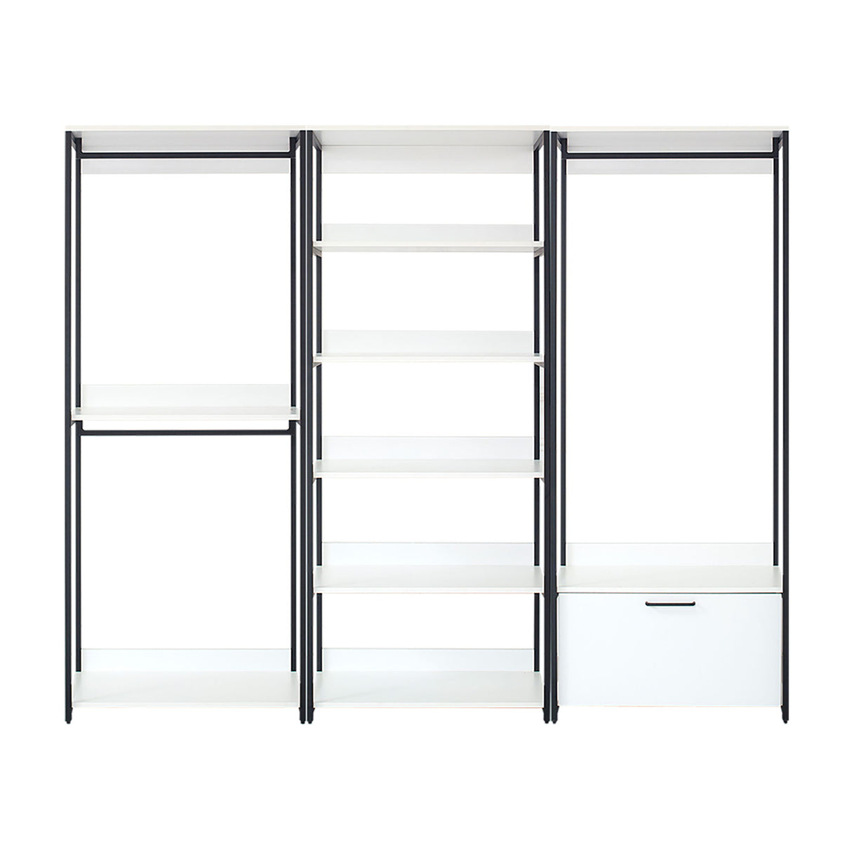 Fiona - Freestanding Walk In Wood Closet System & Metal Frame Melamine - White
