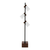 Bento - 67.5" Metal Floor Lamp - Black Metal And Walnut Wood With White Shade