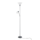 Dual - 72" Floor Lamp - Silver Metal And Frosted White Plastic Shades