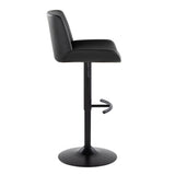 Santi - Upholstered Adjustable Barstool With Swivel And Rounded T Footrest (Set of 2) - Black Metal