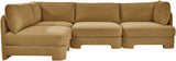 Hammond - Velvet Performance Fabric Upholstered 4 Piece Armless Sectional