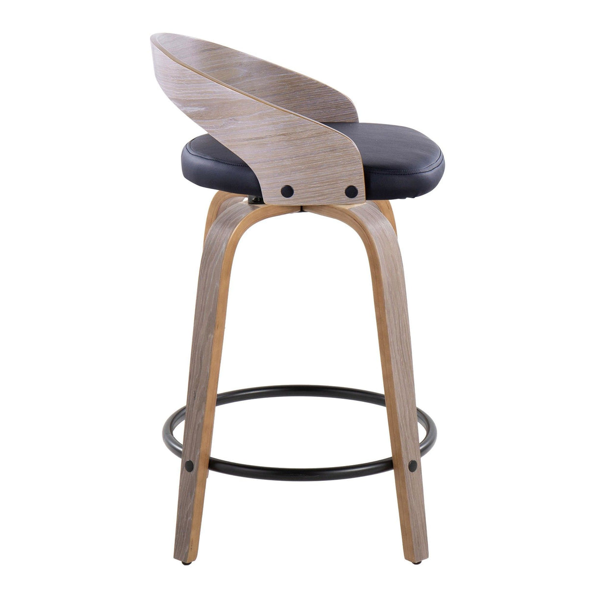 Grotto - Fixed-Height Swivel Counter Stool With Light Gray Wood (Set of 2)