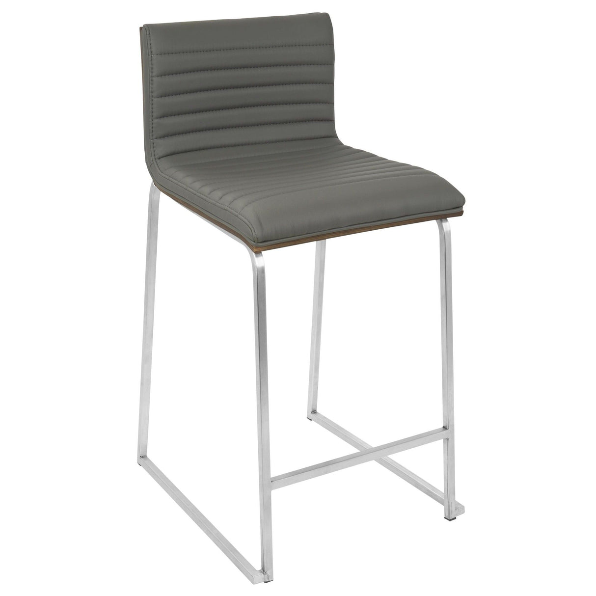 Mara - Contemporary Counter Stool (Set of 2) - Brushed Steel Frame