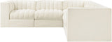 Rummi - Symmetrical Velvet Performance Fabric Upholstered 5 Piece Modular Sectional