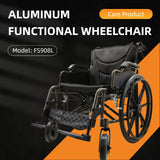 Lightweight Foldable Nursing Wheelchair For Adults Double X Force Support, 300Lbs Capacity, Breathable Cushion & Anti Backflip Design With Tires, Adjustable Seat Belt, Quick Release Wheels - Gray