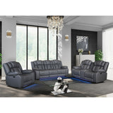 Raize - 10 Power Console Reclining Loveseat With LED And Immersive Sound - Gray
