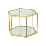 Modern Coffee Table With Double Layer Tempered Glass And Polygonal Design