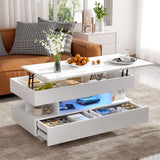 Multi Functional Lift Top Coffee Table With 2 Drawers