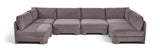 Hammond - Velvet Performance Fabric Upholstered 6 Piece U-Shaped Armless Sectional