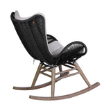 Fanny - Outdoor Patio Rocking Chair - Light Eucalyptus Wood And Charcoal Rope