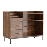 Eco-Friendly Vinyl Record Player Stand With Flip-Top Storage, Media Console With Dual Outlets And Dustproof Drawers