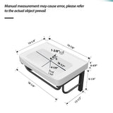 Wall Mounted Rectangular Bathroom Sink With 304 Stainless Steel Towel Bar & Overflow - White