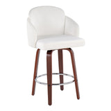 Dahlia - Contemporary Counter Stool With Velvet Seat (Set of 2) - Walnut Wood