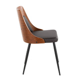 Anabelle - Contemporary Dining / Accent Chair (Set of 2) - Black Metal, Walnut Wood, And Brown Faux Leather