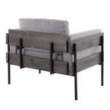 Kari - Farmhouse Accent Chair - Black Metal, Gray Wood