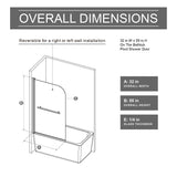 Bohemian Shower Door Bathtub With Tempered Glass And Handle - Matt Black