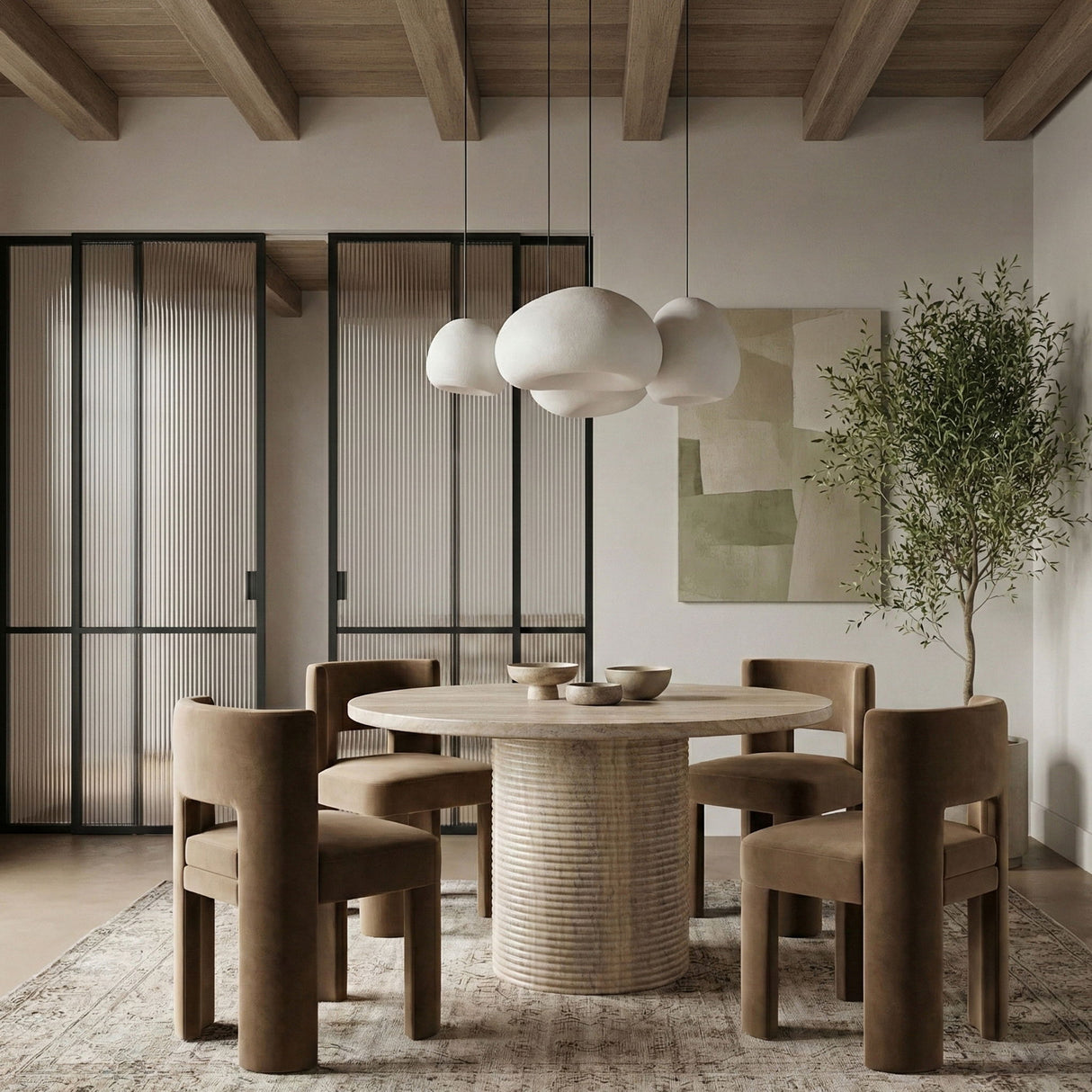 Rapallo - 43" Concrete Indoor/Outdoor Dining Table - Travertine