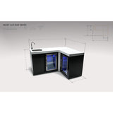 Mont Alpi Beverage Center W/ 90 Degree Corner & Fridge Cabinet - Black Stainless Steel - MA-BEVBSS90FC